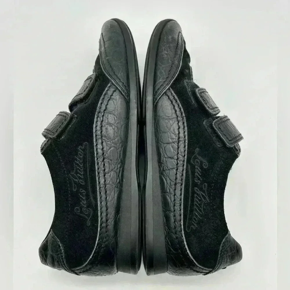 Louis Vuitton Sneakers Women Black Leather suede hook loop closure 36